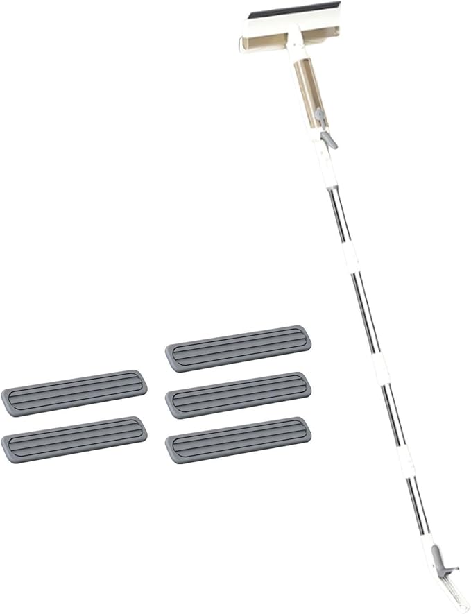 Double Sided Window Cleaner Glass Clean Scrapers 74.80inch Long Pole Window Spray Cleaning Brush for Indoor Outdoor Door Tile 5 Cotton Tips