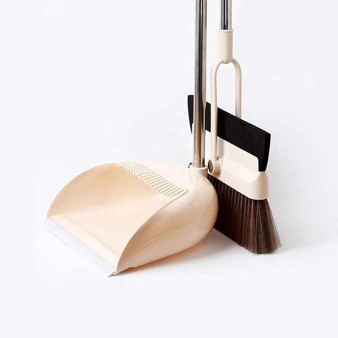 Dust Pan and Broom Cleans Combo Home Kitchen Room Office Lobby Floor Use Upright Stand up Dustpan Set
