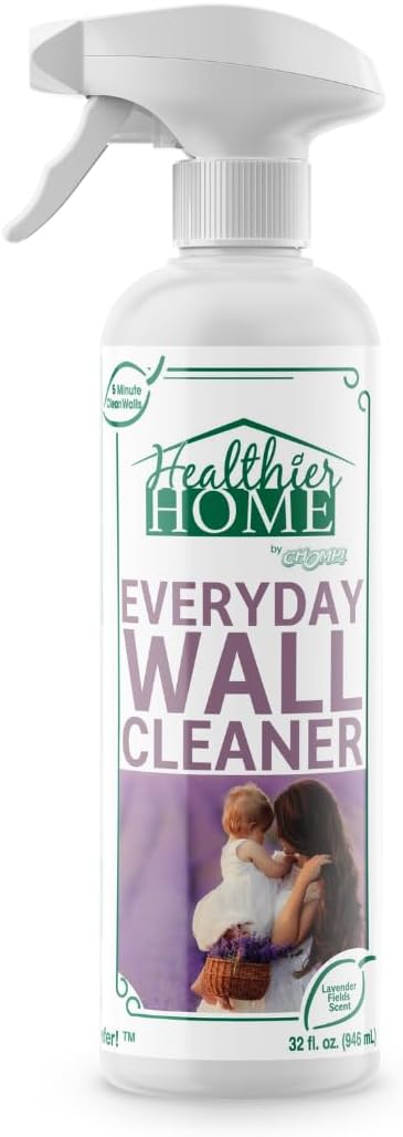 CHOMP! Painted Wall Cleaner Spray Multipurpose for Walls Ceilings and Baseboards Removes Dirt Dust Odor Stains Healthier Home 5-Minute CleanWalls 4-in-1 32 Ounces (Lavender Fields)
