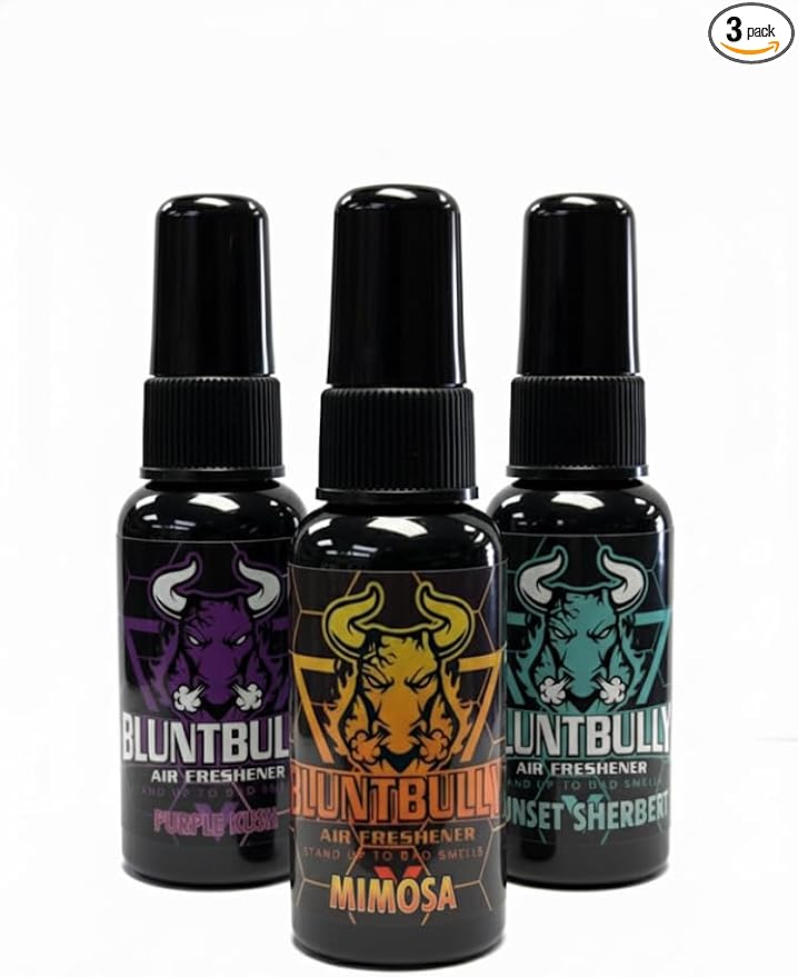 Blunt Bully Air Freshener (Mystery Flavor) Premium Oil Based Air Freshener Spray. Long-Lasting Room Bathroom Office &amp Car Scent | Eliminates Odors from Smoke Pets &amp More (Pack of 3)