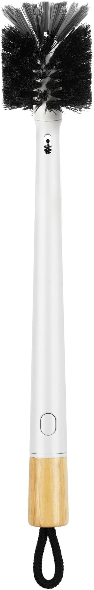 2-in-1 Water Bottle Brush with Straw Cleaner Bamboo Handle 14.2 Inch Long Reach for Tumblers and Baby Bottles 2.3 Inch Wide Head Gray Nylon Bristles
