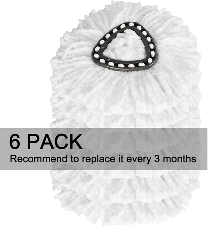 6 Pack Fit O-Cedar Easy Wring Spin Mop Replacement Heads - Microfiber Replacement Mop Head Refills for Triangle Spin Mop (6Pcs)