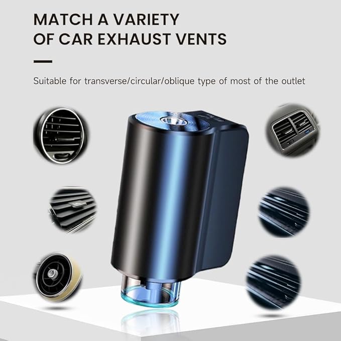 Smart Car Air FreshenerCar Air Freshener DiffuserRechargeable Car Aroma Diffuser3 Level Adjusts Intelligent Car Diffuser3 Bottles PerfumeMen's Fragrance(Blue) 1.8X1.2X1.2inch