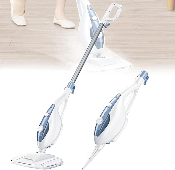 Steam Mop Cleaner with Detachable Handheld Steamer for Hardwood/Laminate Floor Tiles and Grout 100C High-Temperature Steam 350ml Large Water Tank 10m Operating Diameter