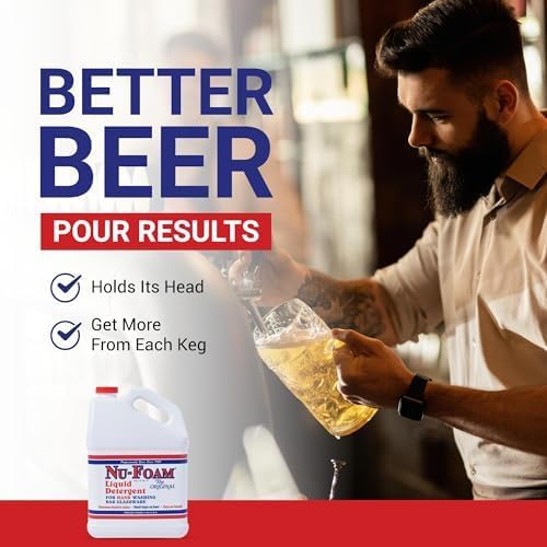 Nu-Foam Liquid Detergent for Bar Glassware – Original Streak-Free Solution - Hand Washing Bar Tavern Brewery Supplies - Spotless Serving Glasses - Concentrated - Easy On Hands - 3.5 Gallon Pail