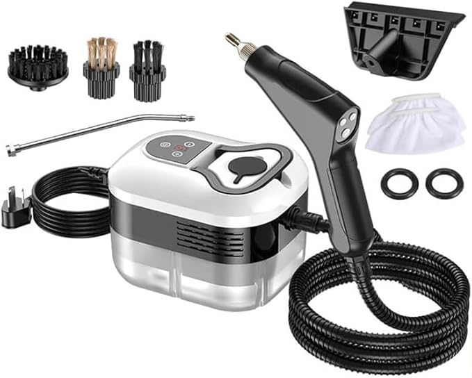 Saker handheld steam cleaner36oz Large Capacity 2500W Steam Cleaner with 6-Level Adjustment 10s Quick Heat for Kitchen Bathroom Car (White-Dual Control (Upgraded Touch Control))