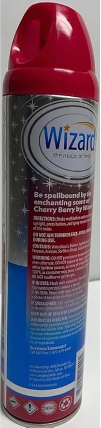 Wizard The Magic of Fresh | Odor Neutralizer &amp Air Freshener - 10 Oz. Cherry berry (Pack of 6) (Packaging May Vary)