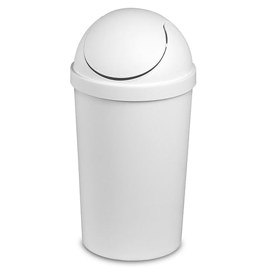 Sterilite 10838006 3 Gallon Round Swing Top Plastic Wastebasket White (12 Pack)