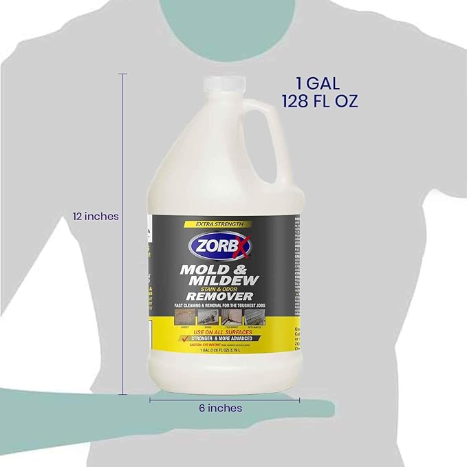 ZORBX Extra Strength M&ampM Remover and Cleaner - Bleach Free Cleaner Spray | Scrub Free Formula | All-Purpose Odor Remover for Carpet Bathroom Walls Wood Shower and Car - 24 FL Oz + 128 Fl Oz