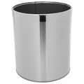 Alipis Stainless Steel Trash Bin Round Wastebasket Single Layer Kitchen Garbage Can Bathroom Litter Box for Home Use