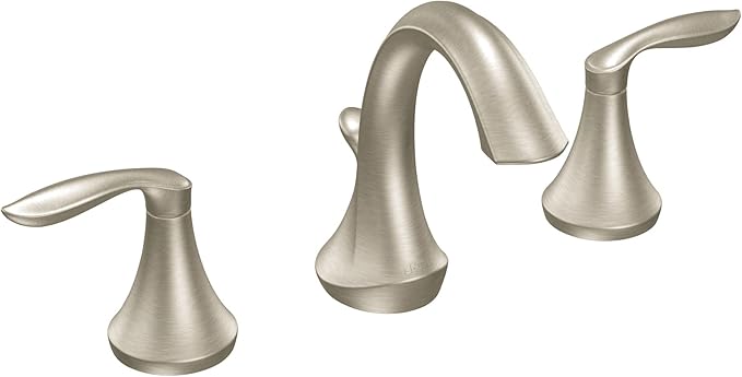 Moen Eva Brushed Nickel Two-Handle High Arc Widespread Bathroom Sink Faucet for 3-Hole Setups with Valve Included TV6420BN