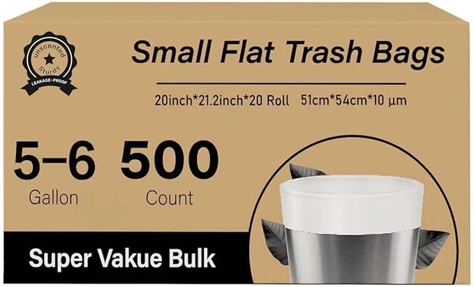 500 Count 5-6 Gallon Trash Bags Strong Small Garbage Bags Bathroom Trash Can Bin Liners Unscented White Wastebasket Liners for Kitchen Office Toilet and Bedroom Cleaning Supplies
