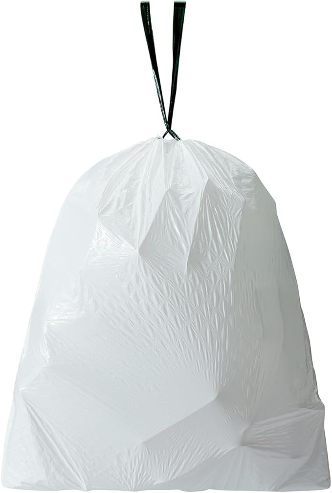 TYPLASTICS FleTex Tall Kitchen 13 Gallon Drawstring Trash Bags 300 Bags 24in x 27in Unscented White Wholesale Pack (Heavy duty 300 Count)