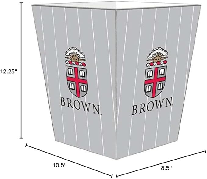 Marye-Kelley Brown University Wood Wastepaper Basket Wood Decoupage Handmade in The USA Wastebasket for Bedroom Bathroom Living Room Office Kitchen