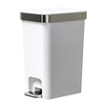 Small Bathroom Trash Can with Lid Soft Close 10 Liter/2.6 Gallon Slim Garbage Can-Metal Step and Press top Lid Mini Modern Waste Basket for Toilet Office BedroomDormGrayish-White