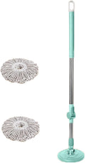 mop Mop for Floor Cleaning Long Handled Microfiber Floor Mop Automatic Spin Drying 2 mop Heads for Kitchen Restaurant Bathroom 1.25m mops
