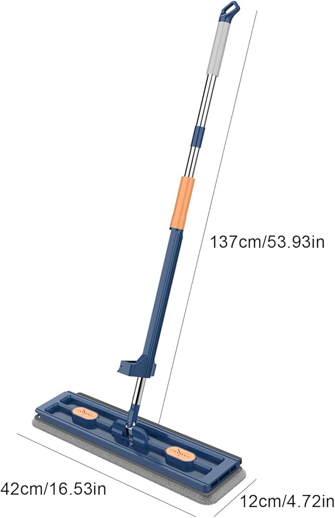 Talent Star 16.5 Microfiber Mop FloorFlat Mop with 6 Reusable Washable Mop Pads &amp Drain Scraper Dust Mop for Hardwood Floors Wet Dry Mop for Laminate Tile Floor Cleaning Blue