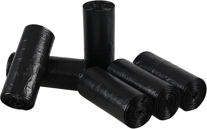 6 Rolls 7 Gallon Medium Trash Bags Black Garbage Bags for Office 150 Counts