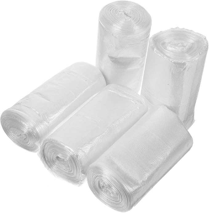 Thickened Flat Plastic Trash Bags 45x50cm 300pcs (10 Rolls X 30pcs) White Garbage Can Liners for Bathroom Kitchen Office Small Wastebasket Use