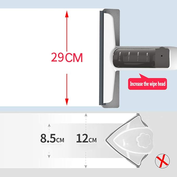 Magnetic Window Cleaner Water Spraying Window Cleaner122Cm/48In with Reusable Microfiber Pads for Hardwood Marble Tile Laminate Or Ceramic Floors