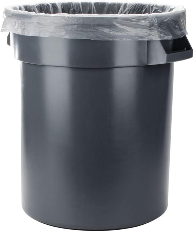 High Density Clear Trash Can Liners 33 Gallon 33x40 Inches 16 Micron 250 Count