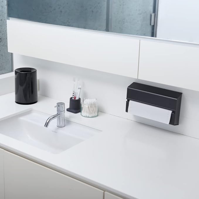 Ideaco TUBELOR Mini Designer Round Countertop Trash Can Conceals Any Plastic Bag 0.3 Gal Gloss White