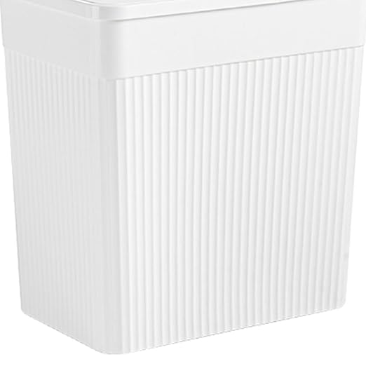 Unomor Narrow Slim Bathroom Trash Can Press Type Lid Wastebasket for Bedroom Kitchen and Office Modern Design Space-Saving Garbage Pail