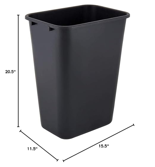 PRO&ampFamily 41 Qt. / 10 Gallon / 38 Liters Black Rectangular Wastebasket. Trash Bin Kitchen Trash Can Recycling Bins Plastic Bin Garbage Can.