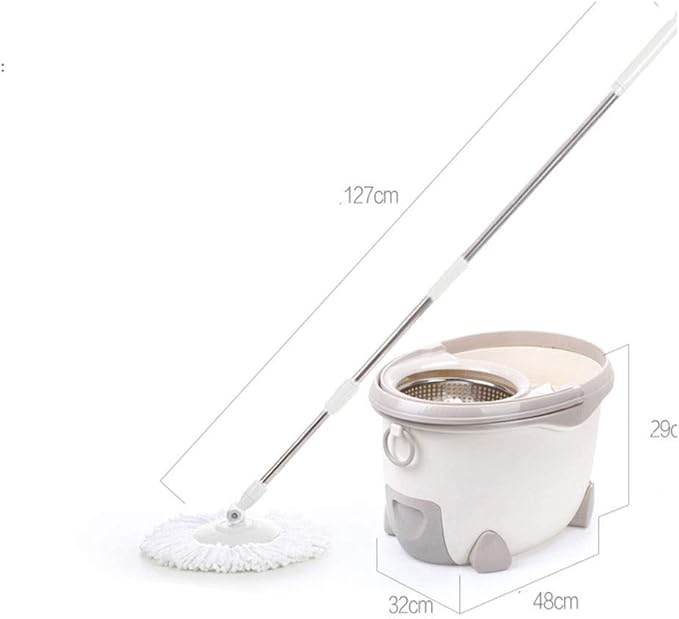 Rotary Mop Set Stainless Steel 360 Spin Bucket Floor Cleaning System Included Handle with Heads for All Types of
