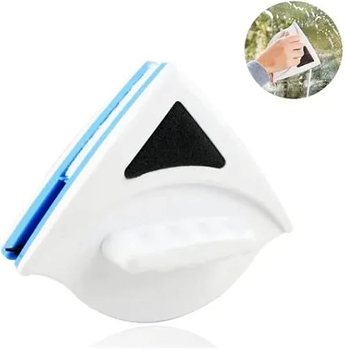 Magnetic Window Cleaner Blue Triangle ShapeDouble Sided Glass Wiper - Magnetic Window Cleaner Tool for Sliding Doors Shower Screens Mirrors