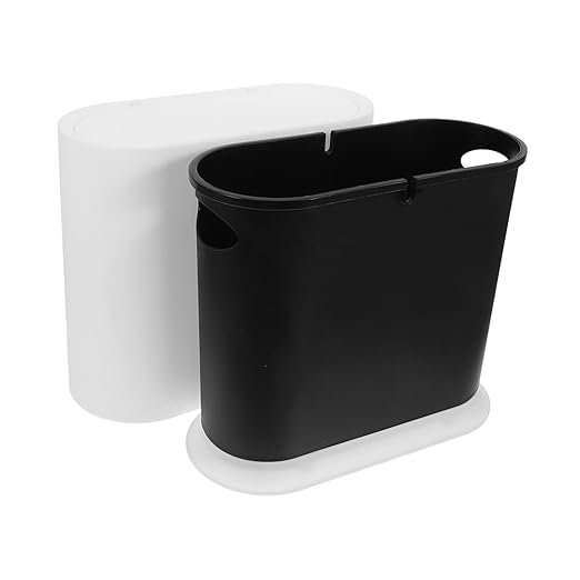 PRETYZOOM Press Type Lid Trash Can Compact Multi Functional Wastebasket for Bedroom Kitchen Living Room and Office Stylish Design for Seamless Decor Integration