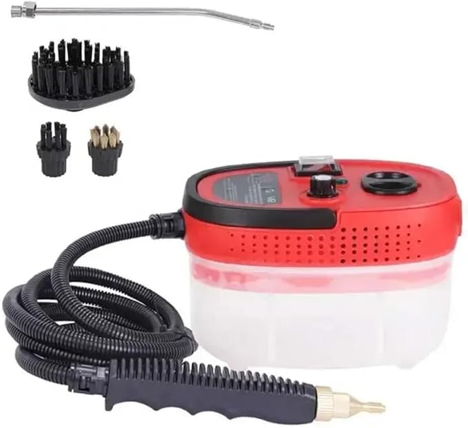 2500W Portable High Temperature and Pressure Steam Cleaners 1200 ml capacity 3 Bar For Air Conditioning Kitchen Hood Steam Cleaning Machine for Cars Floor Cleaning (RED)