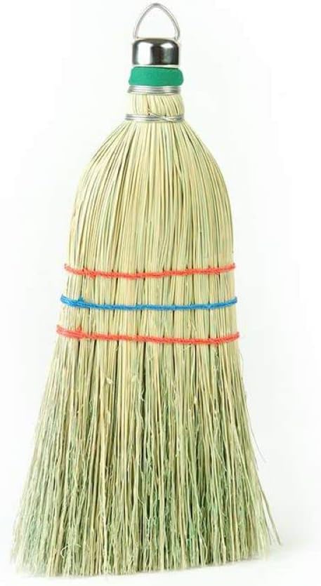 Lehman's Amish-Made Whisk Broom - Authentic Corn Straw Broom with Metal Hanging Hook Natural 11 inches