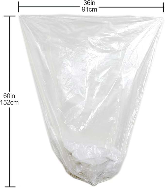 TYPLASTICS 55 Gallon Clear Trash Can Liners - 36 x 60 - High Density Garbage Bags - Case of 200 - Multipurpose for Office Outdoor Recycling Industrial and Commercial (Pack of 2)