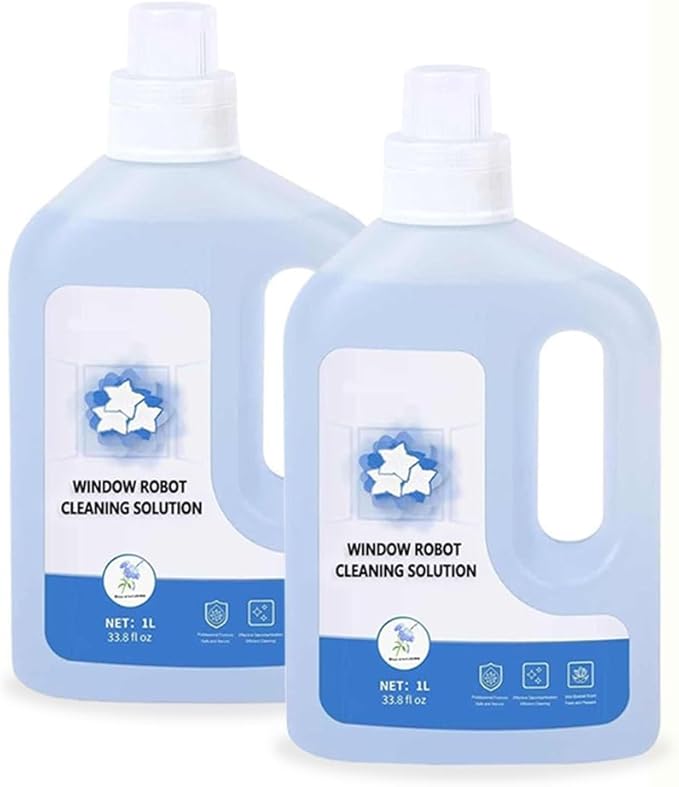 1L Window Cleaner Solution Compatible with ECOVACS Winbot W1 Pro/W2 Pro Omni/Winbot Mini - High-Efficiency Glass Cleaning Liquid for Window Cleaning Robots(2pcs)