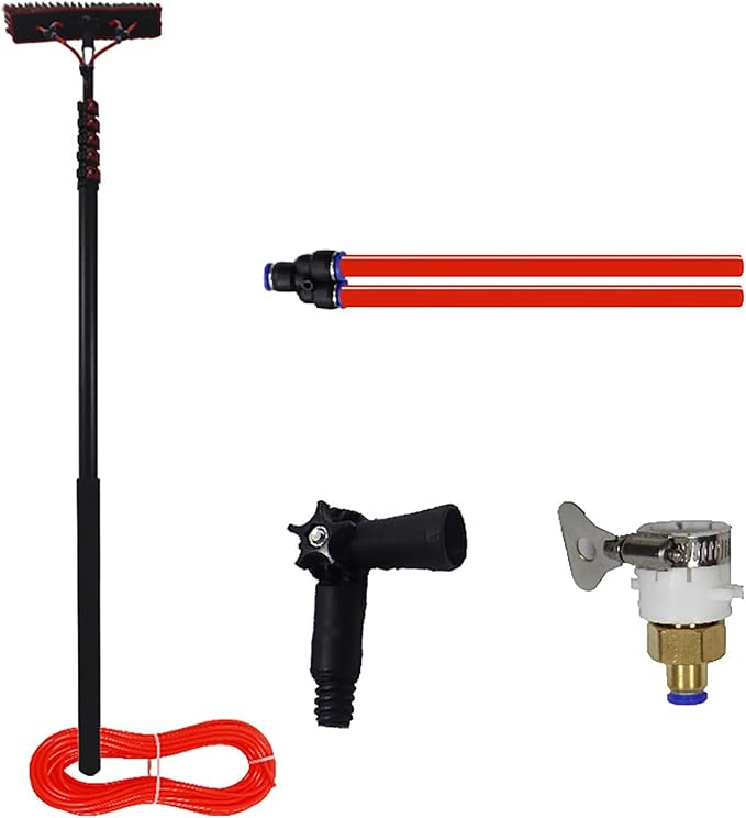 Glass Cleaning Brush Home Water Fed Telescopic Pole Kit Solar Panel Brush Rotating for Photovoltaic PanelTelescopic Solar Panel Cleaning Brush - 6m High Pole Cleaner with 35cm Brush Head fo