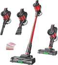 Hearten Cordless Stick Vacuum Lightweight Cleaner 45 Mins Runtime for Home Pet Hair Carpet Hardwood (RED Normal)