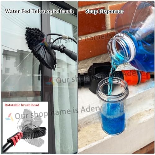 Glass Cleaning Brush Home Water Fed Telescopic Pole Kit Solar Panel Brush Rotating for Photovoltaic PanelTelescopic Window Cleaning Pole Kit - 3.6-10.8M Extendable Brush &amp Water Fed System