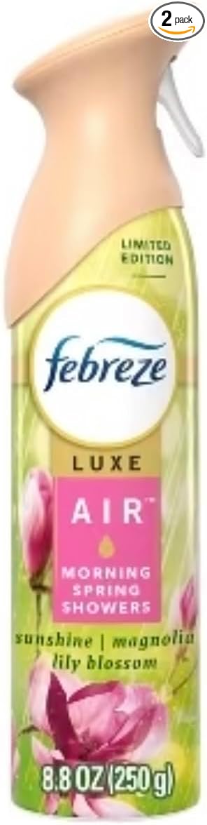 Febreeze Luxe Air Freshener Spray Morning Spring Showers Sunshine Magnolia Lily Blossom Scent Limited Edition 8.8 oz