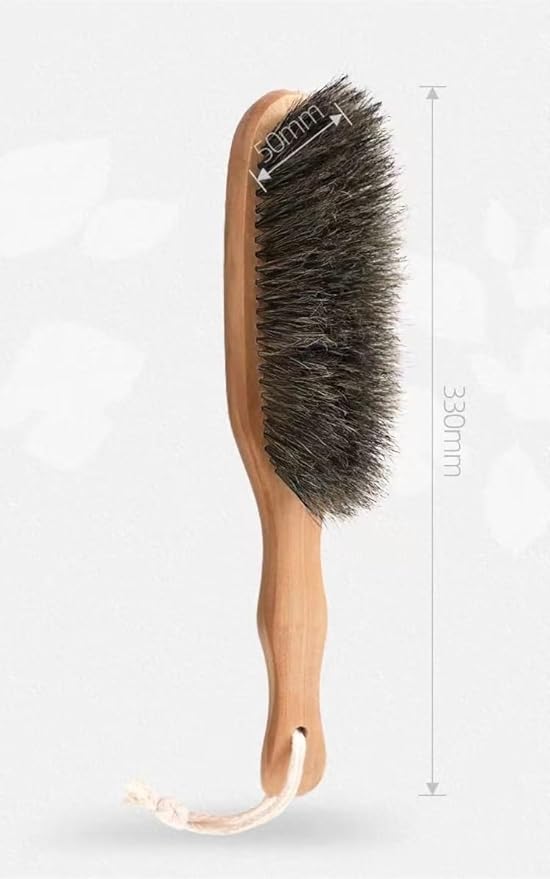 Horsehair Brushes Horsehair Bristles Duster with HookHand Broom Cleaning BrushesWooden Brush for Furniture Patio BedCarBedCouchGardenFurnitureClothesKitchen(Round)