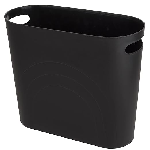 zoocatia Small Trash Can Garbage Can Container Bin with Handles 3 Gallons Plastic Wastebasket for Bathrooom Bedroom Office Kitchen Laudry Room Dorm Room - Black + Blue-Green