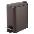 mDesign Rectangular Pedal Bin – 5 L Metal Waste Bin with Pedal Lid and Plastic Bucket Insert – Household Rubbish Bin for Bathroom Kitchen and Office – Bronze