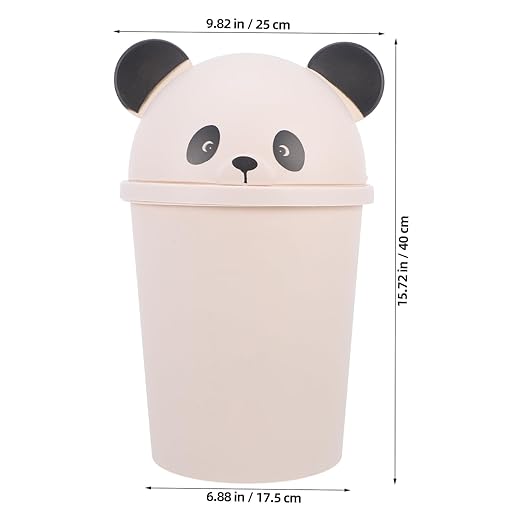 Alipis Capacity Panda Trash Can with Lid Cute Cartoon Wastebasket for Home Office Kitchen Bathroom Outdoor Use Versatile Decorative Recycle Bin