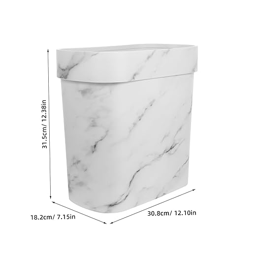 OUNONA Marble Trash Can Bathroom Decorative Waste Basket Small Trash Can for Bathroom