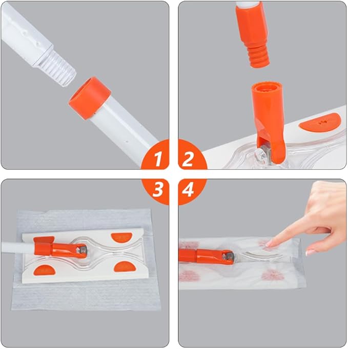 Mops for Floor Cleaning55 Handle with 10 Flat Head with 4 Magic Sponge Eraser Pads、2 Microfiber Pad and 50 Dry Cleaning Clothsfor Mopping Home Bathroom Kitchen