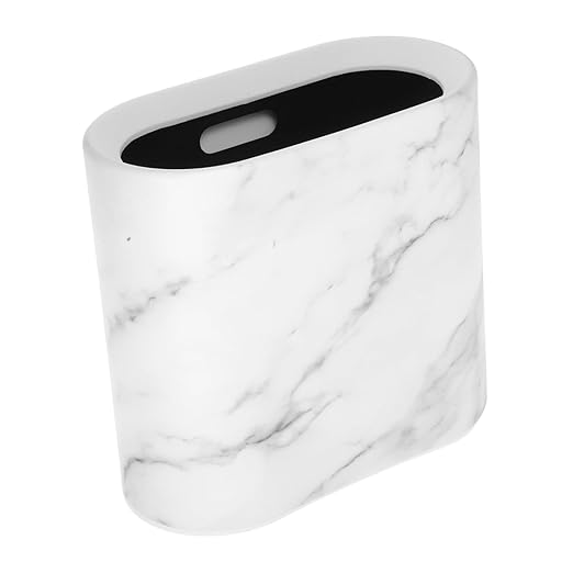 PRETYZOOM Marble Gap Trash Can Home Kitchen Bedroom Bathroom Wastebasket Elegant Design Space-Saving Suitable for Small Spaces