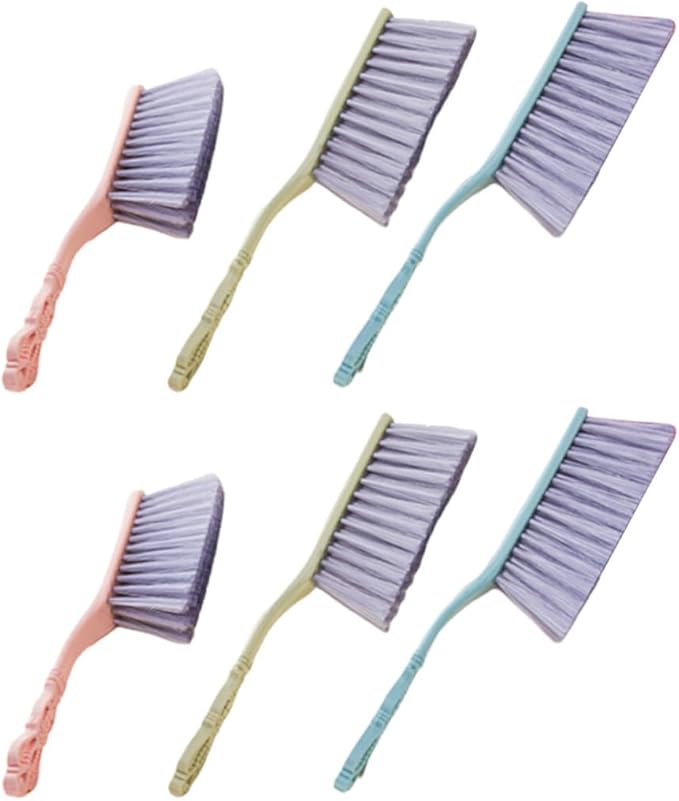 6pcs Thickened Bed Cleaning Brush and Sofa Dusting Brush Set with Hollow Handle Household Cleaning Tool for Furniture and Upholstery Multi-Color Blue Green Pink for Home Use