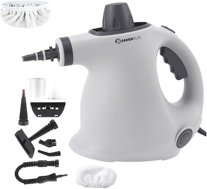 Handheld Steam Cleaner1050W Pressure Steamer for KitchenBathroon CleaningFast Heat-Up for Deep Cleaning of Tile GroutUpholsteryCar Interior (1 Set Steam Cleaner)
