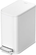 Cesun Small Bathroom Trash Can with Lid Soft Close Step Pedal 5 Liter / 1.3 Gallon Stainless Steel Garbage Can with Removable Inner Bucket Waste Basket for Bathroom Bedroom (White)