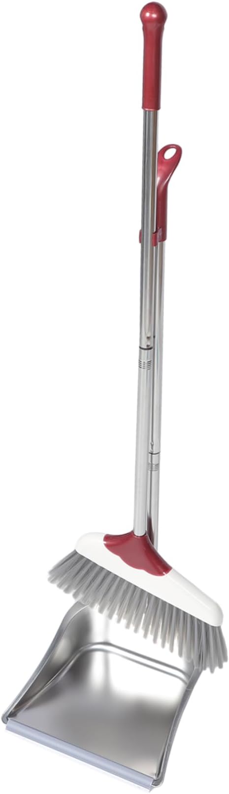 POPETPOP 1set Stainless Steel -Handle Broom and Dustpan for Home Cleaning Ergonomic Design Flexible Bristles Wind Dustpan for Easy Indoor and Outdoor Use